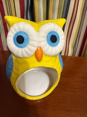 Yellow & Blue Ceramic Owl Kitchen Holder